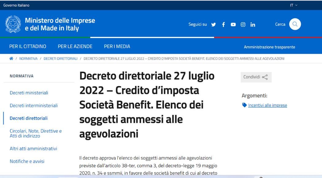 Vantaggi Fiscali società benefit